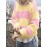 Plus Size - New Striped Color-Blocked Sweater for Autumn And Winter, a Loose-Fitting Plus-Size Rainbow Sweater for Women That Makes You Look Younger.