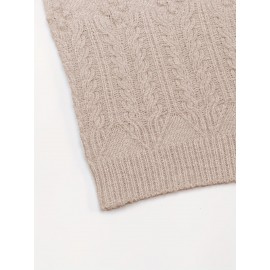 Plus Size, Women's Oversized Elegant Sweater - Winter Warm Round Neck Long Sleeve Cable- Texture Sweater for Fall & Winter, Cozy Casual to Formal Outfits, Plus Size Available (Hand Washable) - Versatile Everyday & Special Occasion Sweater