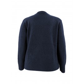 [Fall Winter Apparel] Plus Size Women's Elegant Cardigan | Chic Solid Color Open Front Button-Up Sweater with Ribbed Cuffs, Long Sleeves, and Button Details for Fall/Winter Casual or Office Wear, Versatile Layering Piece