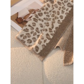 Plus Size - Women'S Leopard Print Cardigan - Cozy Mid-Length Open Front with Pockets, Oversized Fit for Fall/Winter, Warm & Stylish for Casual or Commuting, Cozy Clothing | Leopard Print Cardigan | Construction, Leopard Print Cardigan