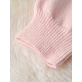 Plus Size - Women'S Korean Style Pink Patchwork Hooded Sweater - Casual Long Sleeve Cardigan with Button Front, Loose Fit for Fall/Winter, Lightweight & Cozy, Buttoned Cardigan