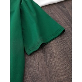 Women's Black Cherry Print Short Sleeve T-Shirt - Geometric Pattern with Pink Cherries & Green Leaves, 180gsm Polyester, Round Neck, All-Season Casual Top, Machine Washable, Cherry Tshirt, Playful Design, Texture