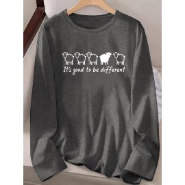 Women's Casual Long Sleeve Crew Neck T-Shirt - Soft Machine-Washable Fabric, Cozy Fall & Winter Top with 